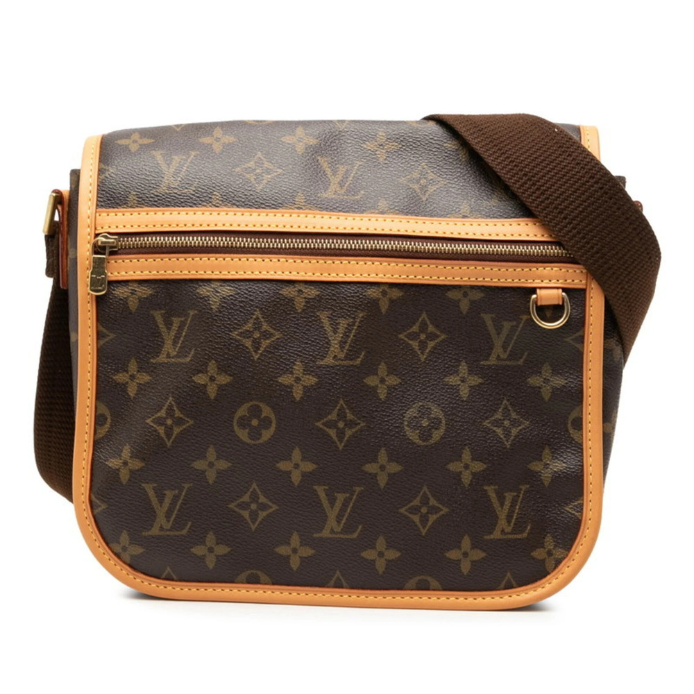 LOUIS VUITTON Brown Monogram Leather Messenger Shoulder Bag